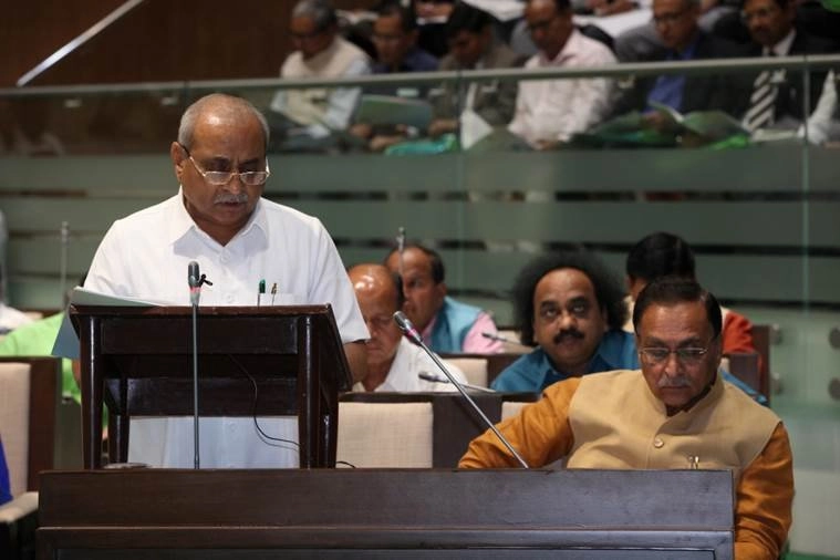 nitin patel gujarat budget 2018 express photo.jpg