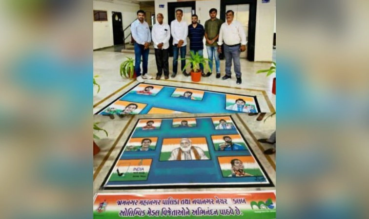 olympic player rangoli jamnagar 1