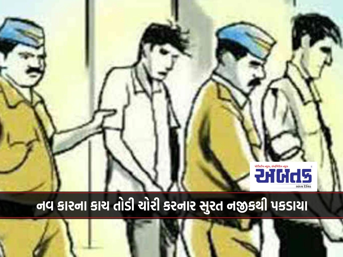 Two members of a gang from Maharashtra who broke windows of nine cars and stole them were caught near Surat