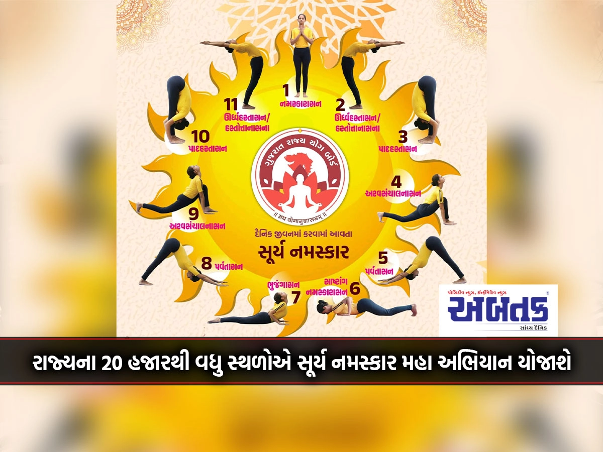 Surya Namaskar Maha Abhiyan will be held in more than 20 thousand places of the state