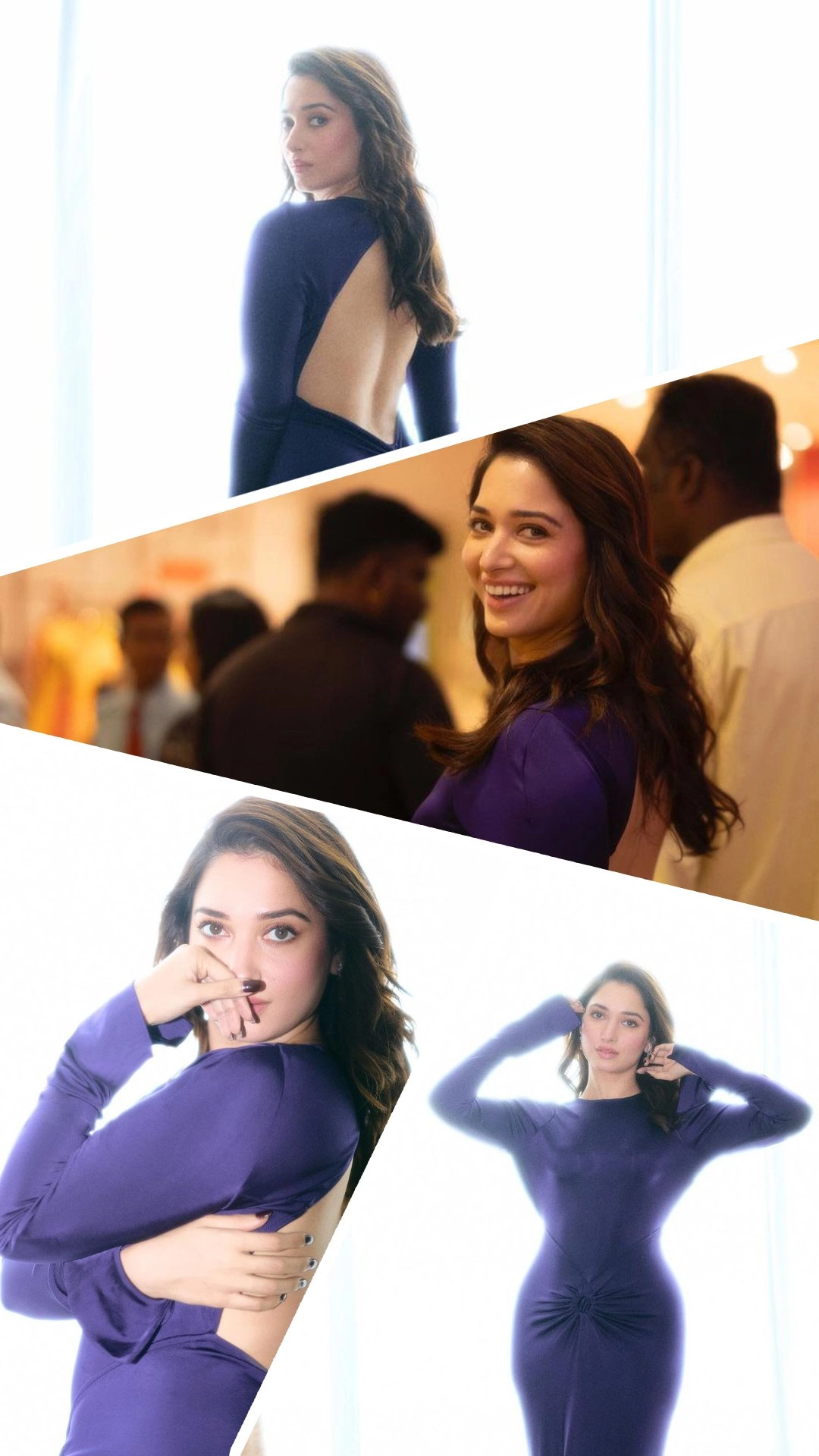 Tamannaah Bhatia looked absolutely beautiful in a bold violet backless gown