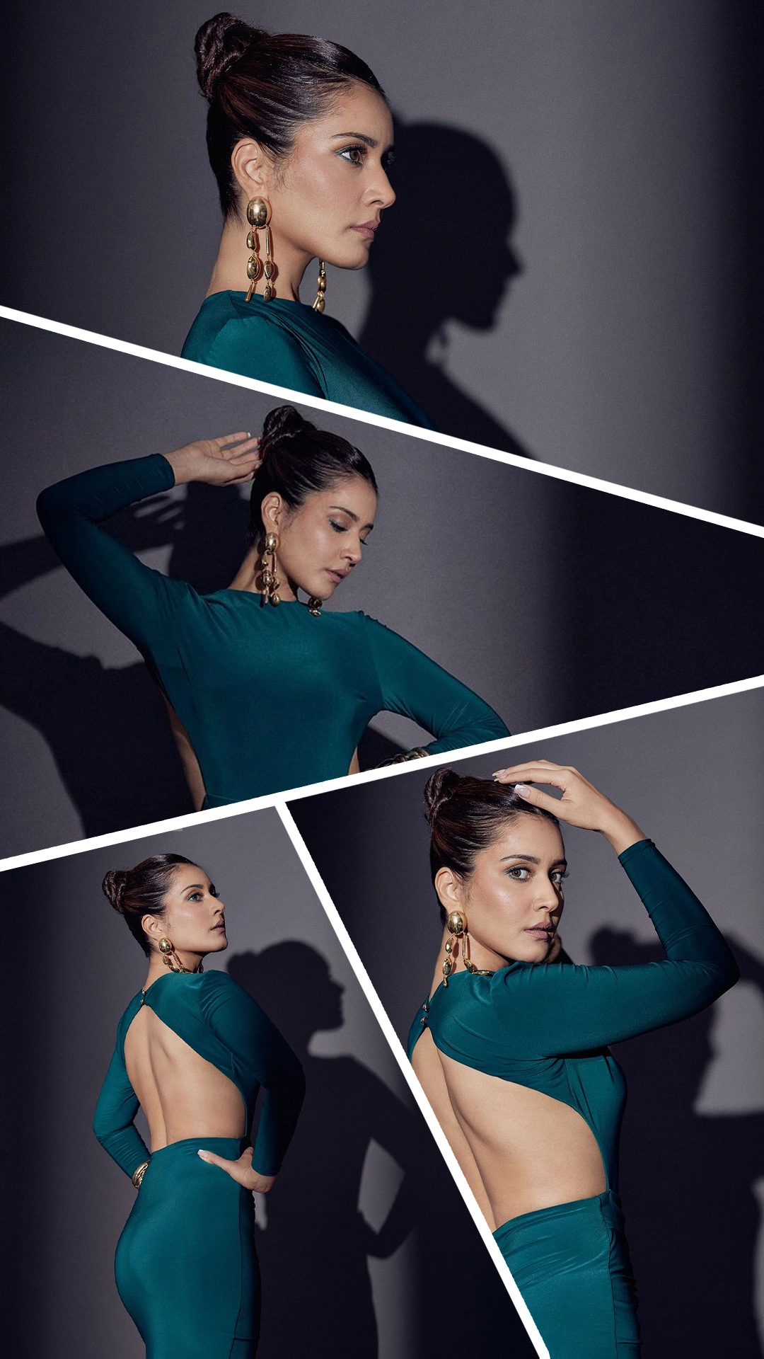 Rashi Khanna looks stunning in a dark green backless bodycon dress