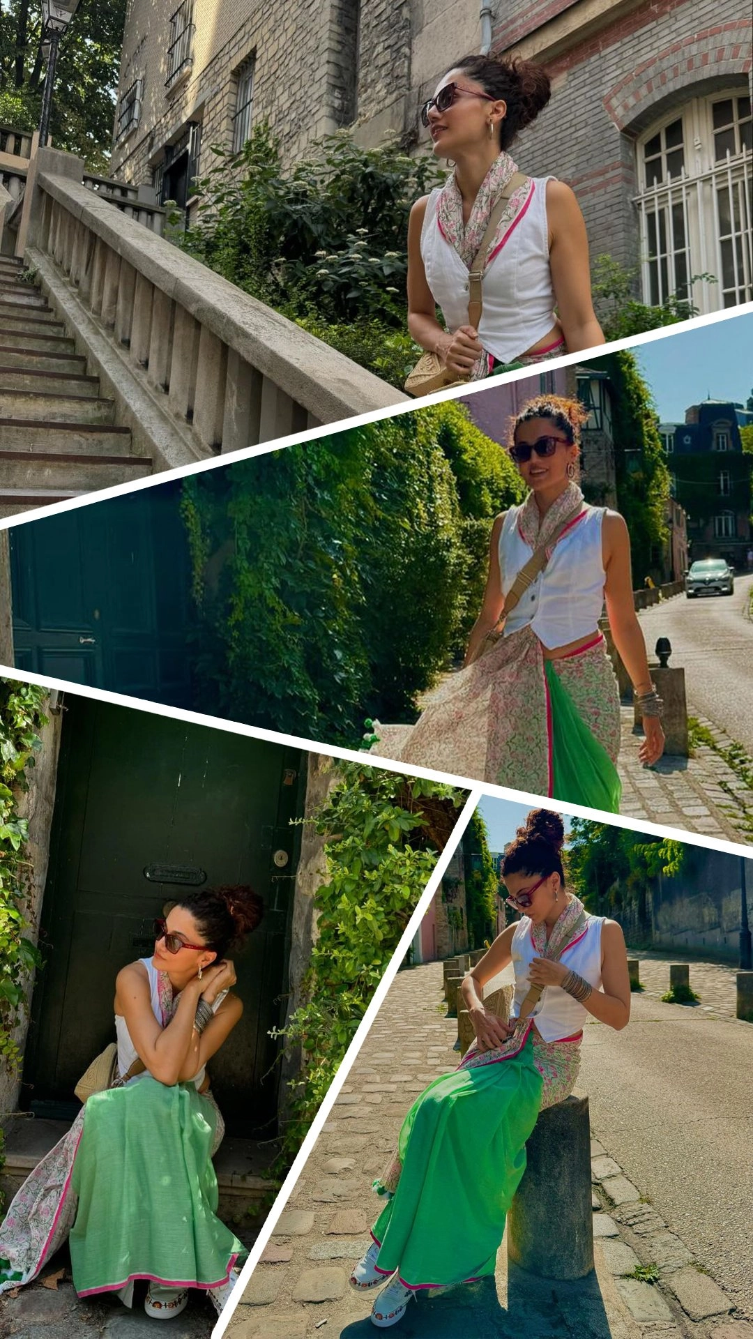 Taapsee Pannu Appeared In A New Look With A Green Saree And Waistcoat