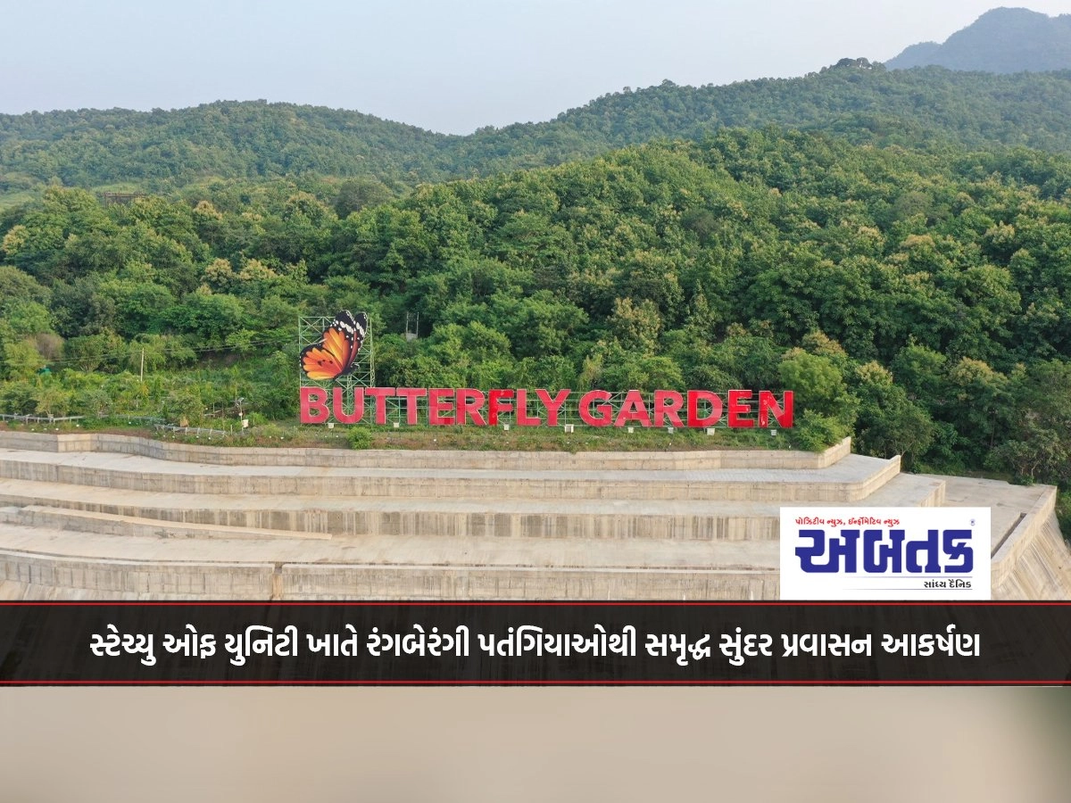 A beautiful tourist attraction rich in colorful butterflies at the Statue of Unity