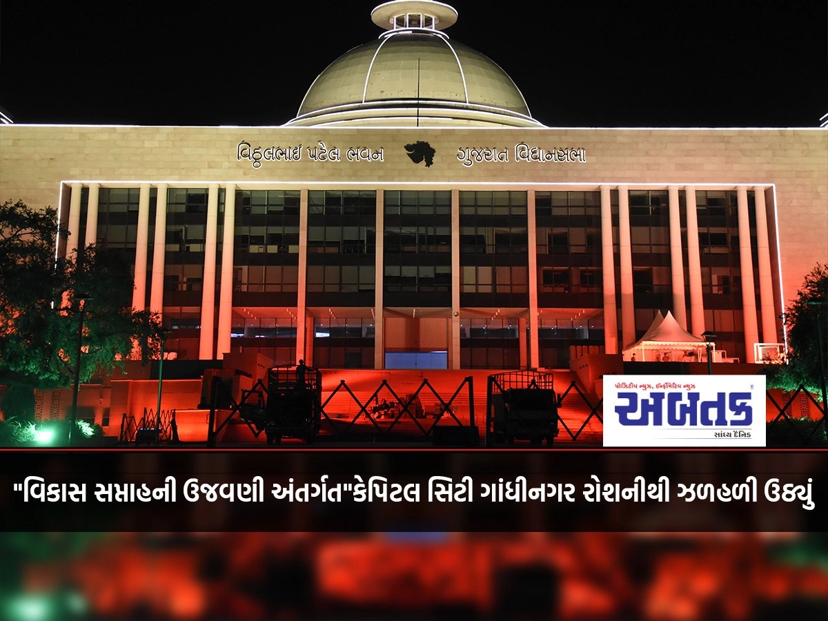 The capital city Gandhinagar lit up with lights as part of the "Development Week celebrations".