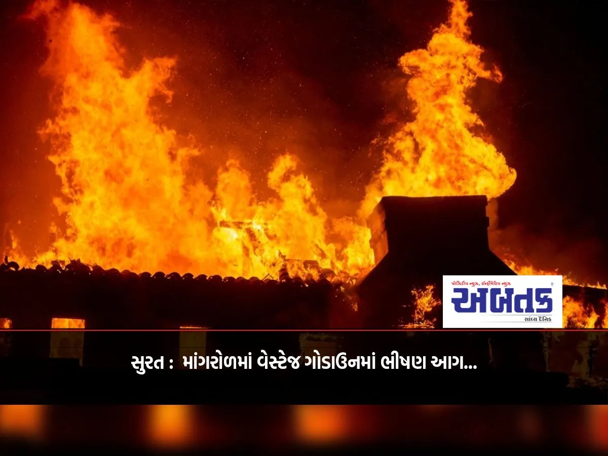 Surat: Massive Fire Breaks Out In Waste Storage Godown In Mangrol...