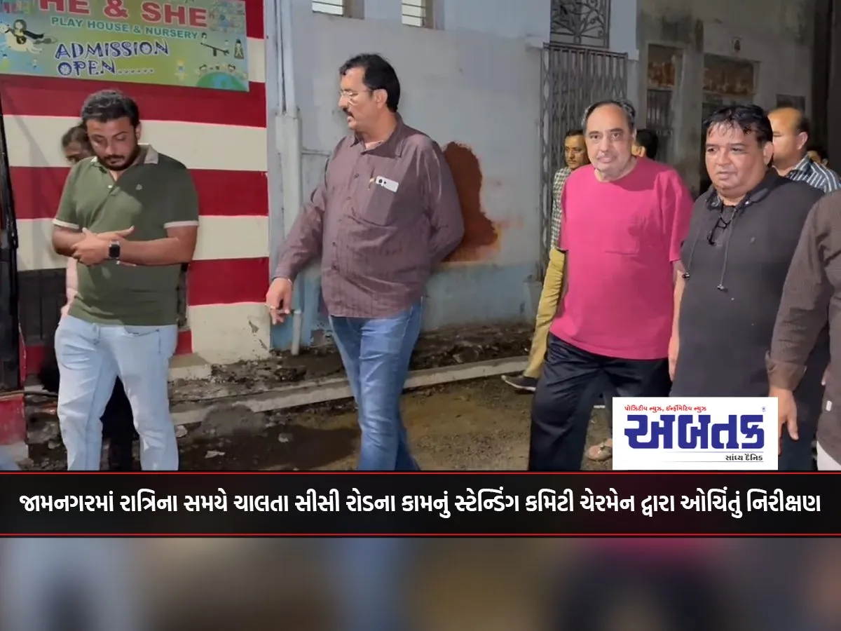 Standing Committee Chairman Makes Surprise Inspection Of Cc Road Work Being Carried Out At Night In Jamnagar