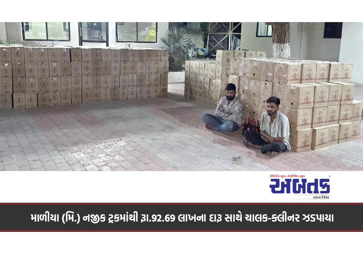 Driver-Cleaner Caught With Liquor Worth Rs. 92.69 Lakhs From Truck Near Maliya (M.)