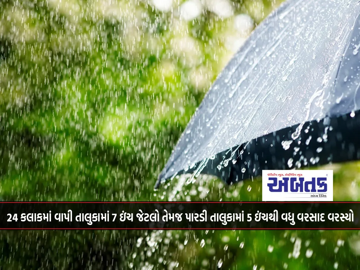 In 24 Hours, 7 Inches Of Rain Fell In Vapi Taluka And More Than 5 Inches In Pardi Taluka.