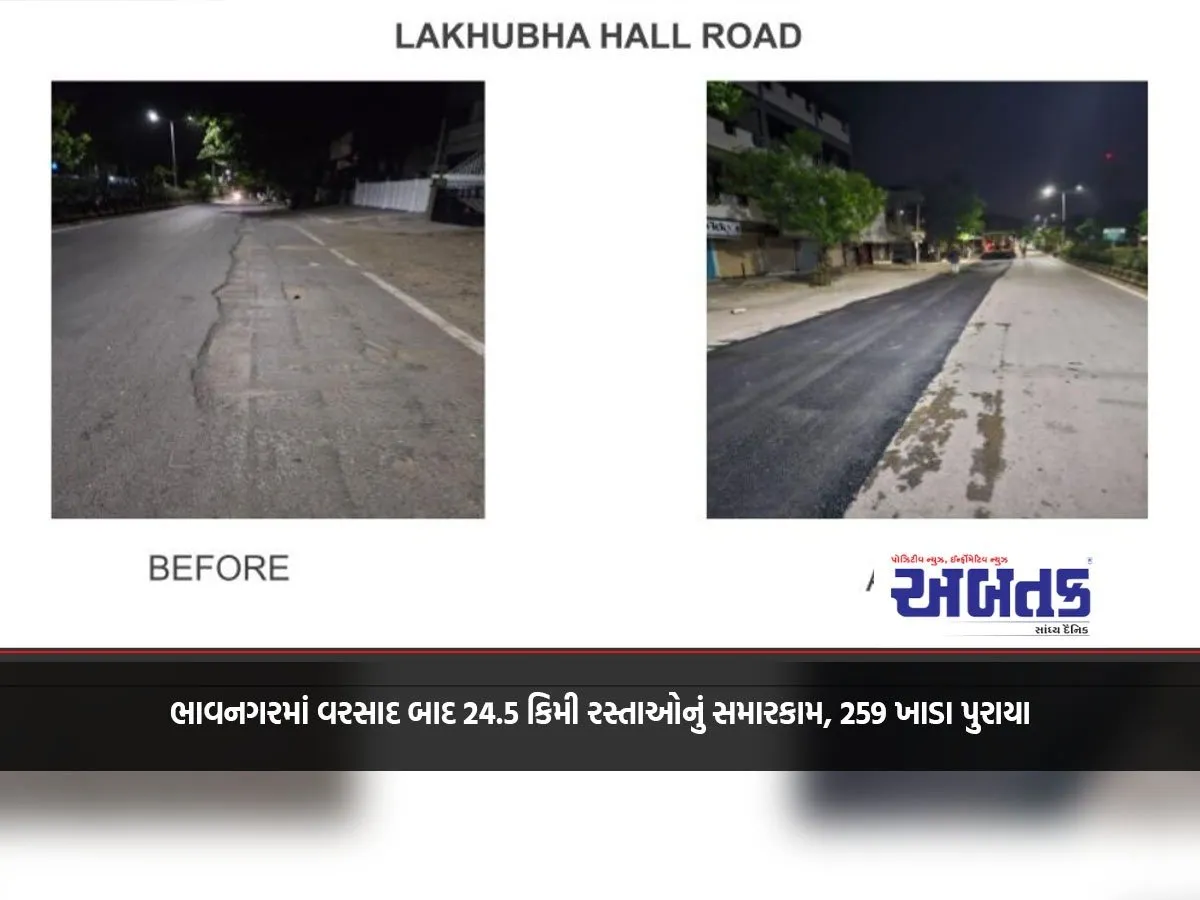 24.5 Km Of Roads Repaired After Rains In Bhavnagar, 259 Pits