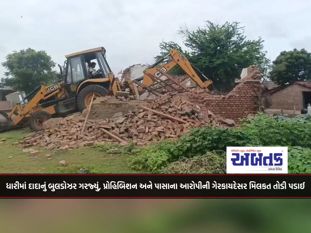 Bulldozer Roared In Dhari, Illegal Property Of Prohibition And Dice Accused Demolished