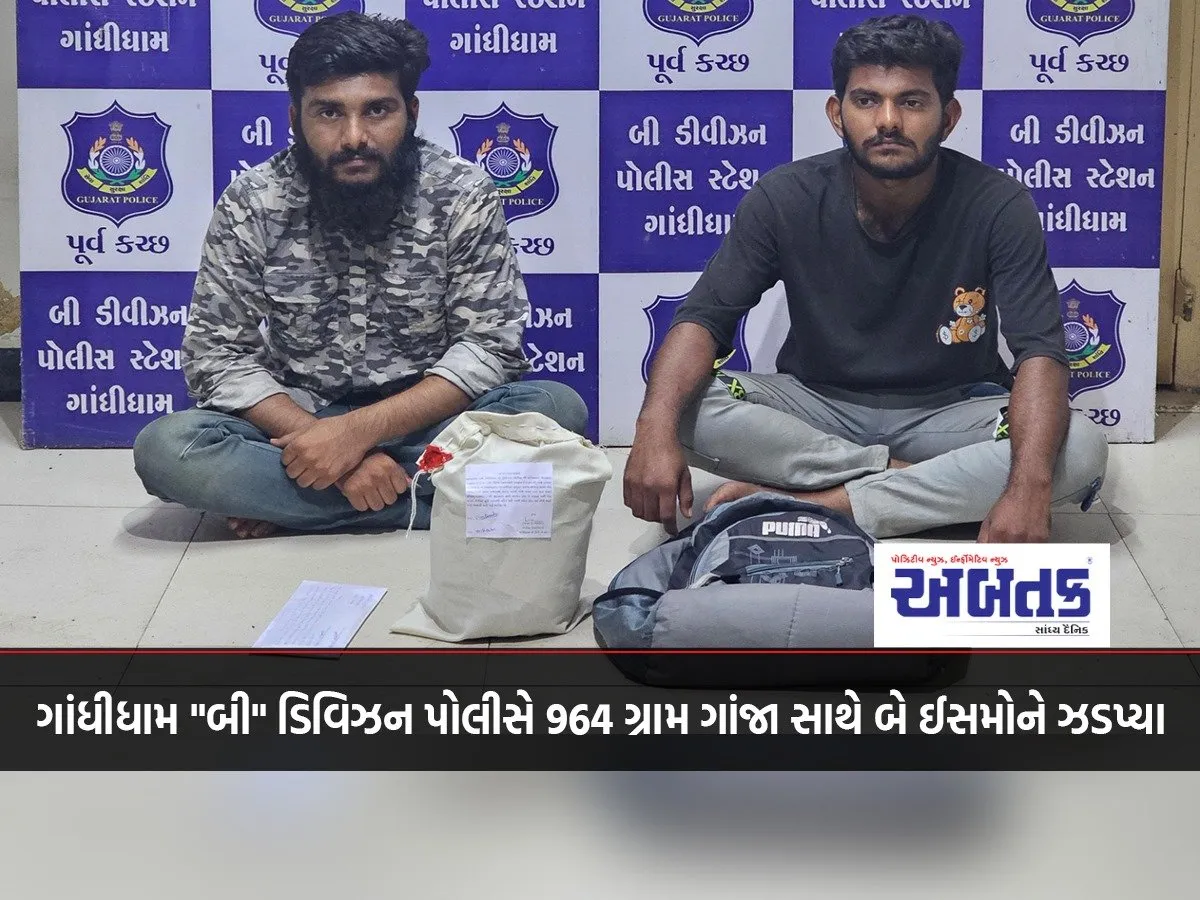 Gandhidham &Quot;B&Quot; Division Police Arrested Two People With 964 Grams Of Ganja